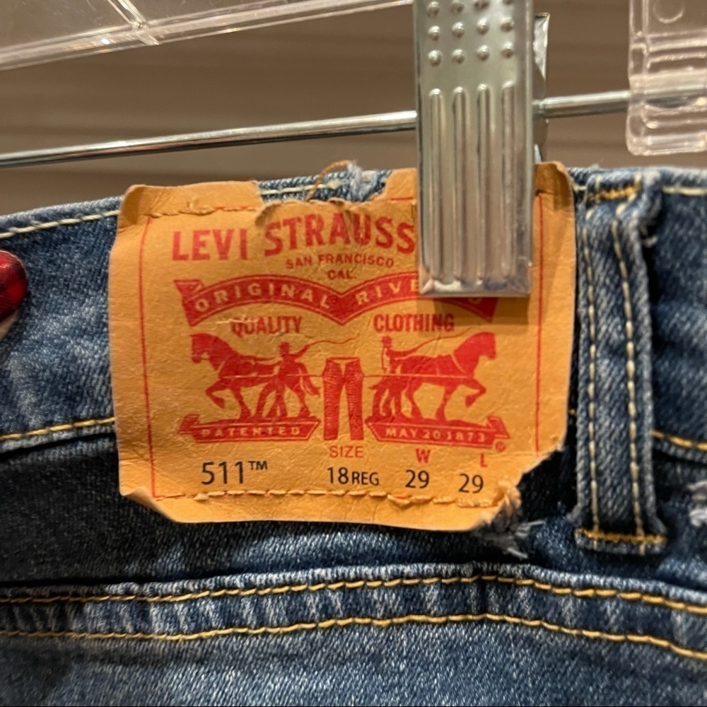 Levis 511 Medium Wash 511 Straight Teens Denim Blue Jeans 18 Regular Size 29x29 - Picture 7 of 12
